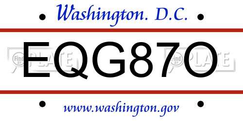 EQG87O District Of Columbia License Plate