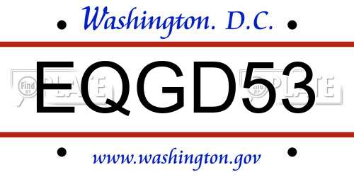 EQGD53 District Of Columbia License Plate