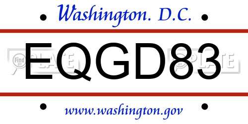EQGD83 District Of Columbia License Plate