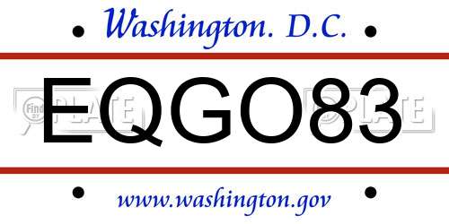 EQGO83 District Of Columbia License Plate