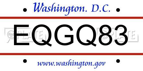 EQGQ83 District Of Columbia License Plate