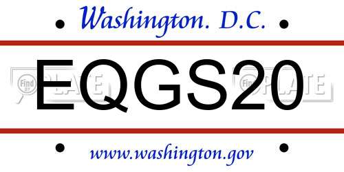 EQGS20 District Of Columbia License Plate