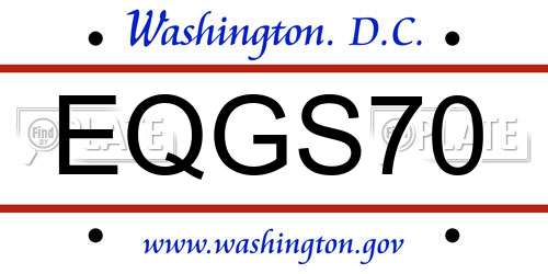 EQGS70 District Of Columbia License Plate