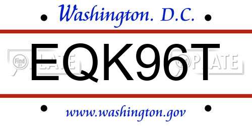 EQK96T District Of Columbia License Plate