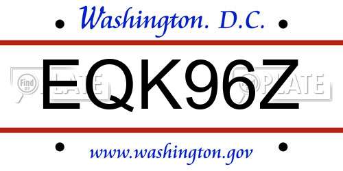 EQK96Z District Of Columbia License Plate