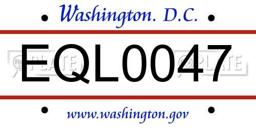 EQL0047 District Of Columbia License Plate