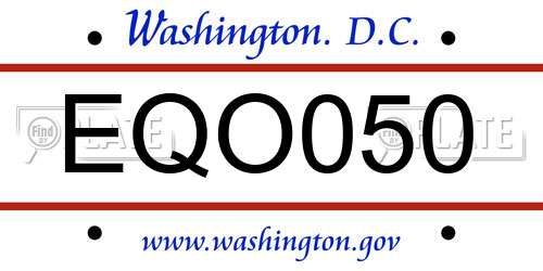 EQO050 District Of Columbia License Plate
