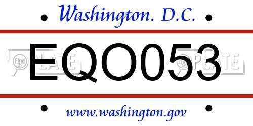 EQO053 District Of Columbia License Plate