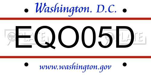 EQO05D District Of Columbia License Plate