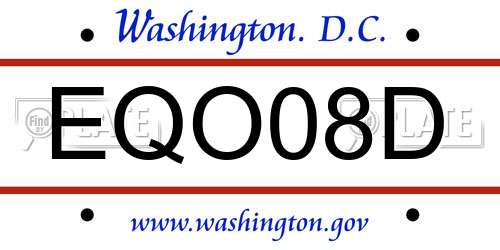 EQO08D District Of Columbia License Plate