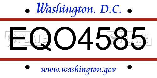 EQO4585 District Of Columbia License Plate