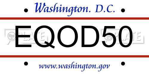 EQOD50 District Of Columbia License Plate