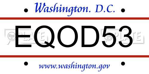 EQOD53 District Of Columbia License Plate