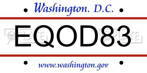 EQOD83 District Of Columbia License Plate