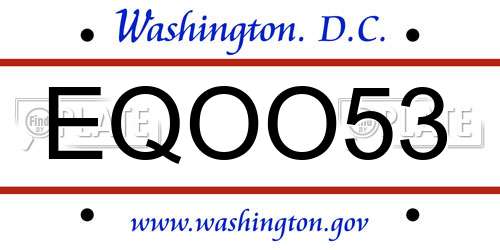 EQOO53 District Of Columbia License Plate