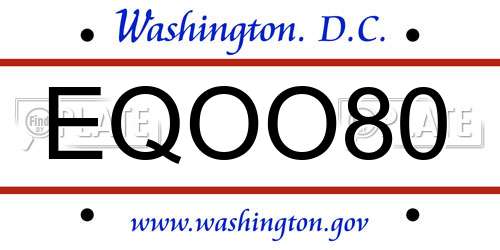 EQOO80 District Of Columbia License Plate