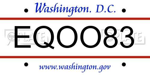 EQOO83 District Of Columbia License Plate