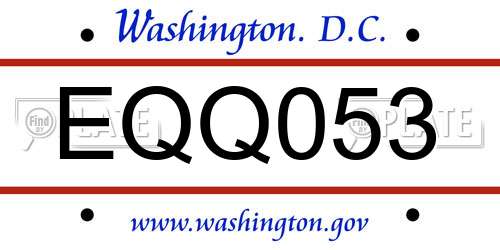 EQQ053 District Of Columbia License Plate