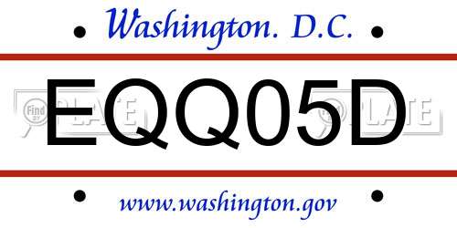 EQQ05D District Of Columbia License Plate