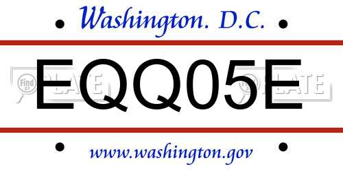 EQQ05E District Of Columbia License Plate
