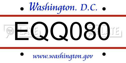 EQQ080 District Of Columbia License Plate