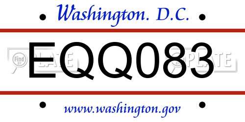 EQQ083 District Of Columbia License Plate