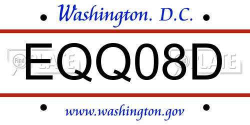 EQQ08D District Of Columbia License Plate