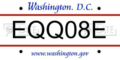 EQQ08E District Of Columbia License Plate