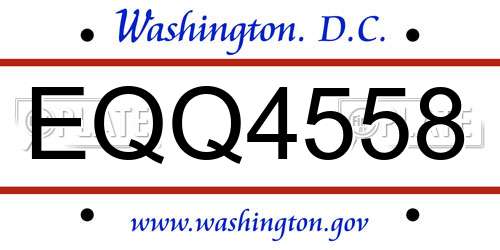 EQQ4558 District Of Columbia License Plate