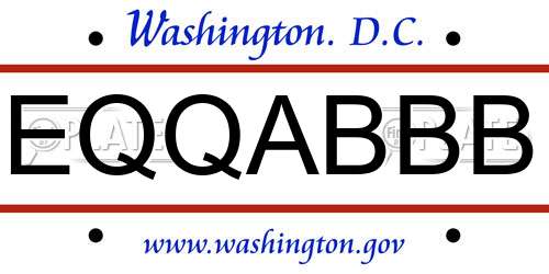 EQQABBB District Of Columbia License Plate