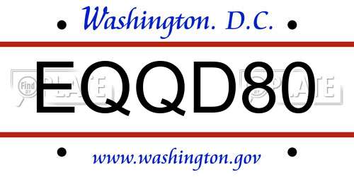 EQQD80 District Of Columbia License Plate