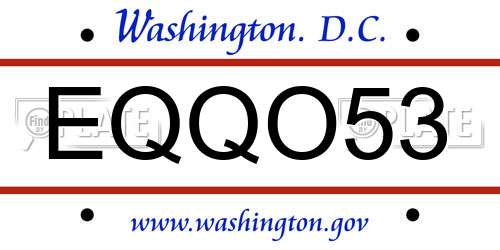 EQQO53 District Of Columbia License Plate