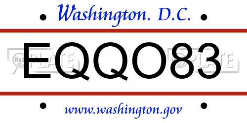 EQQO83 District Of Columbia License Plate