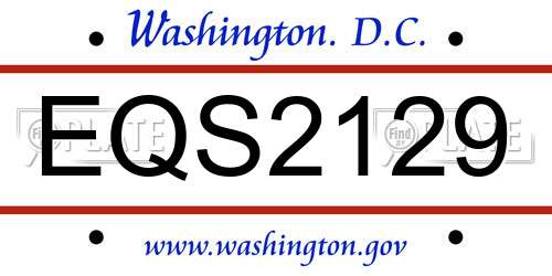 EQS2129 District Of Columbia License Plate