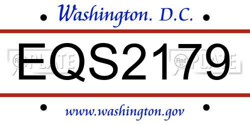 EQS2179 District Of Columbia License Plate