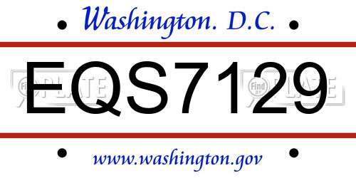 EQS7129 District Of Columbia License Plate