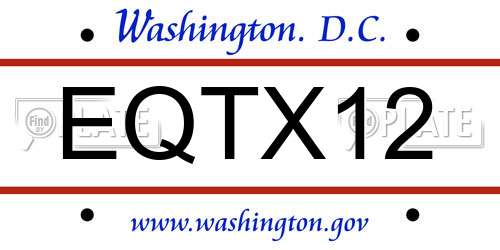 EQTX12 District Of Columbia License Plate