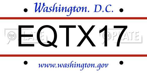 EQTX17 District Of Columbia License Plate