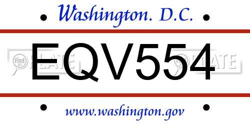 EQV554 District Of Columbia License Plate