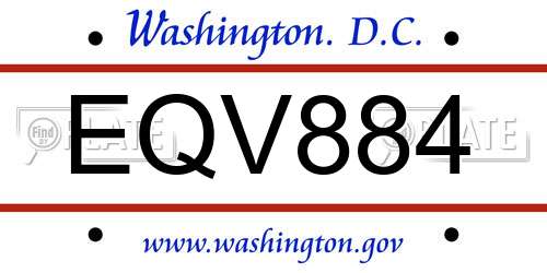 EQV884 District Of Columbia License Plate