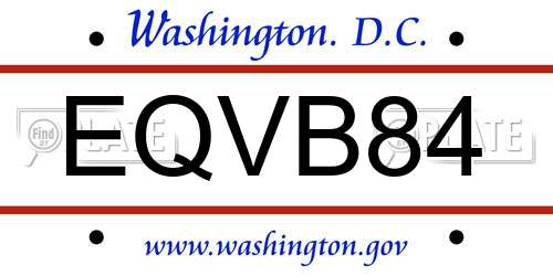 EQVB84 District Of Columbia License Plate