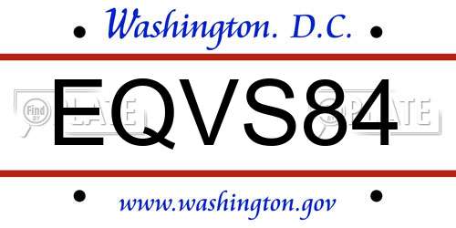 EQVS84 District Of Columbia License Plate