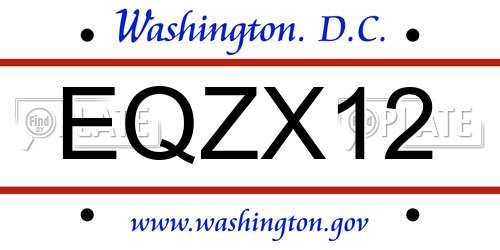 EQZX12 District Of Columbia License Plate