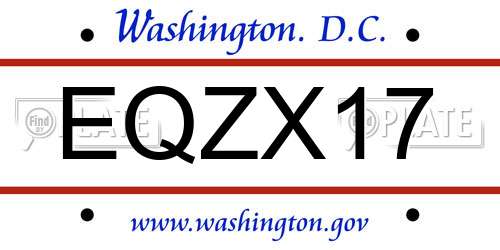 EQZX17 District Of Columbia License Plate