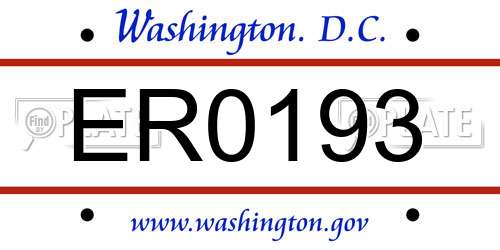 ER0193 District Of Columbia License Plate