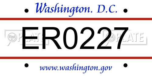 ER0227 District Of Columbia License Plate
