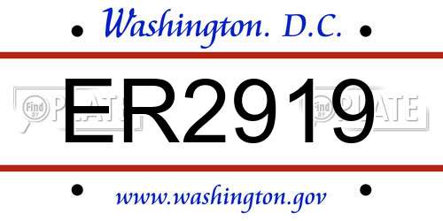 ER2919 District Of Columbia License Plate