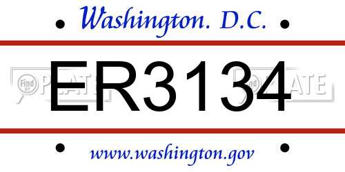 ER3134 District Of Columbia License Plate