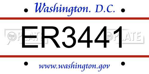 ER3441 District Of Columbia License Plate
