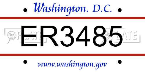 ER3485 District Of Columbia License Plate